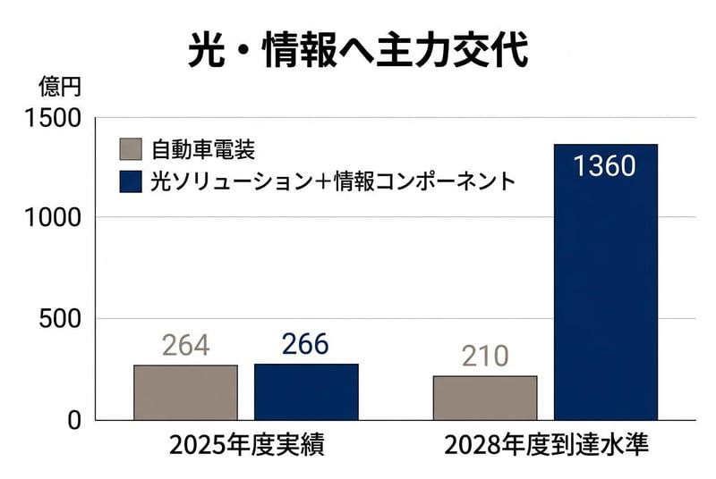 光ソリューション＋情報コンポーネントへ主力交代
