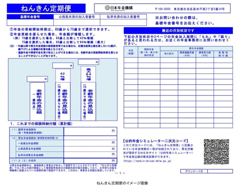 ねんきん定期便