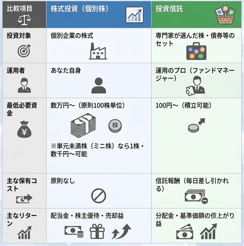 株式投資と投資信託の違い