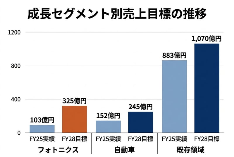 中期経営計画の成長セグメント売上目標の推移