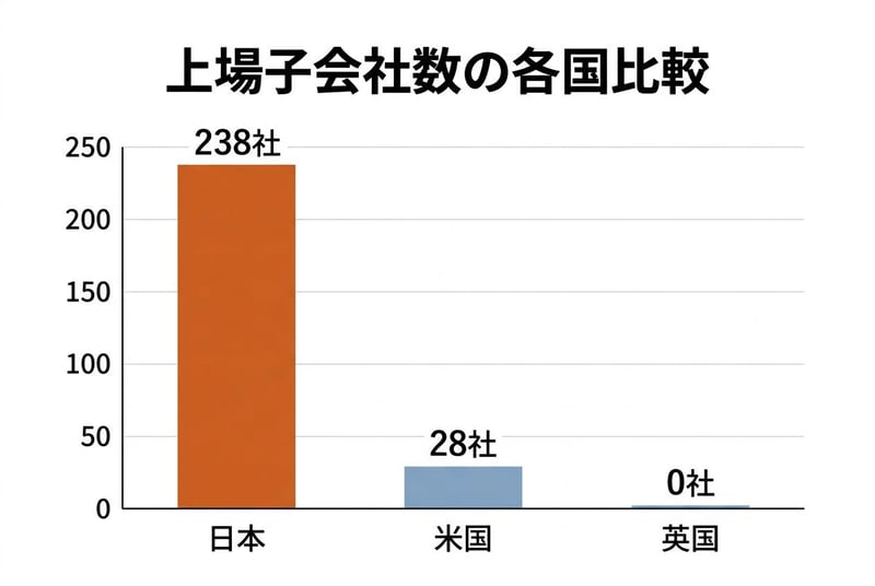 上場子会社数の各国比較