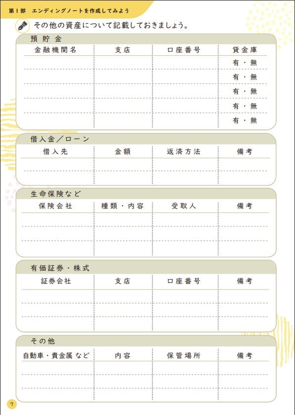 エンディングノート（例）