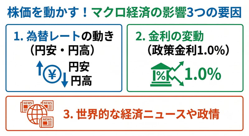 株価を動かす！マクロ経済の影響3つの要因