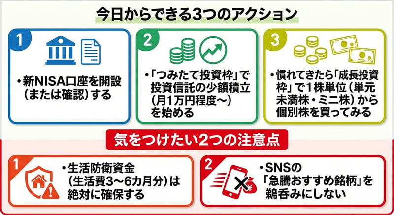 株式投資：今日からできる3つのアクションと注意点