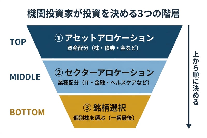 機関投資家が投資を決める3つの階層